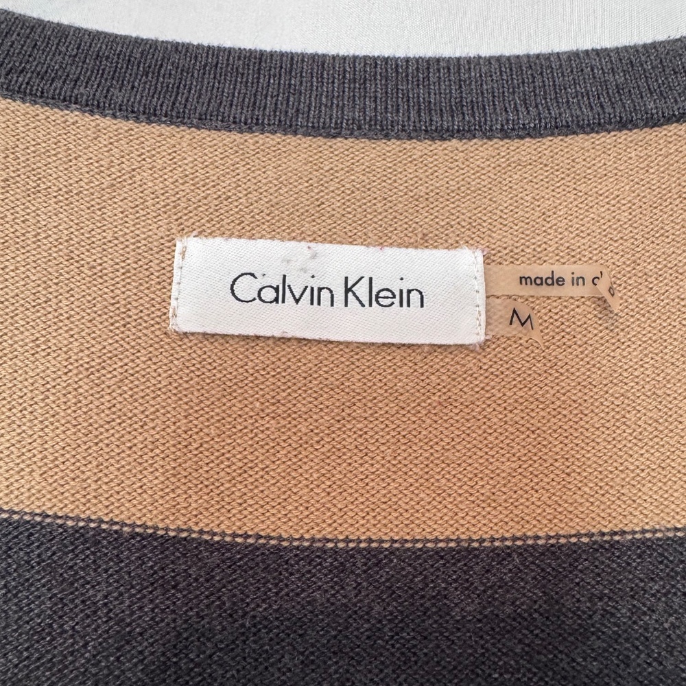 Calvin Klein Striped Sweater Dress Fall Winter Medium - Picture 2 of 7